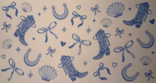 Blue Cowgirl Theme Cup Decal
